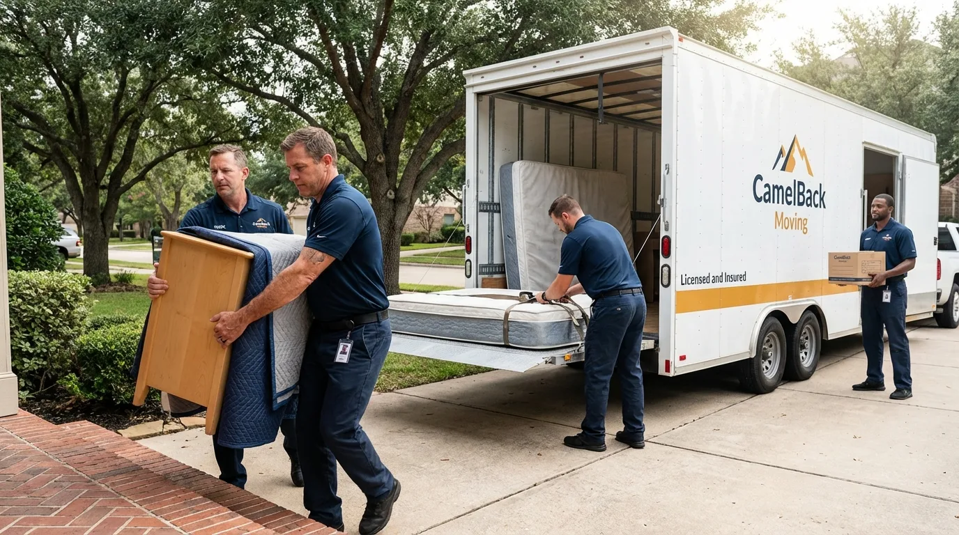 Crew loading residential truck for cross-state move from Fairview, UT