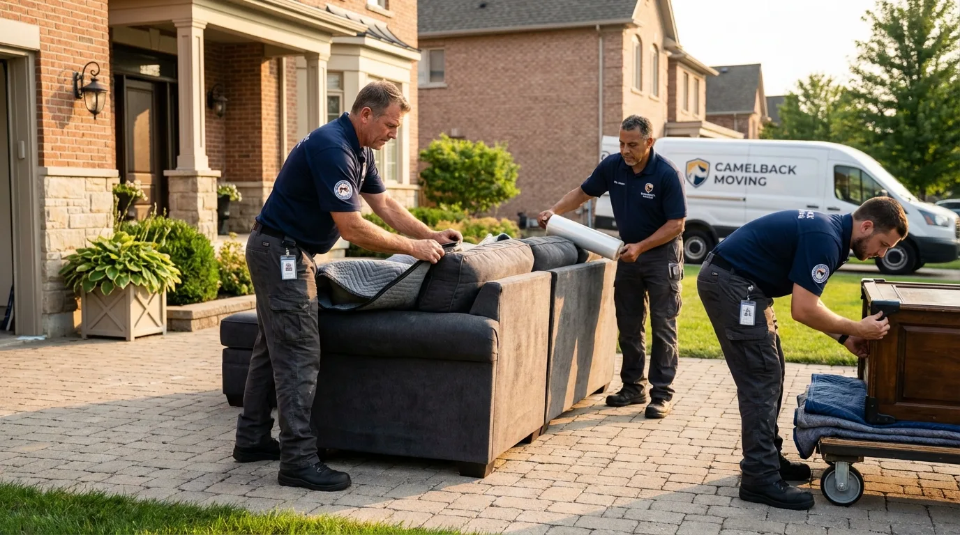 Large estate moving crew wrapping furniture in Fairview, UT